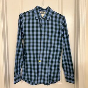 Goodthreads Men’s Blue Check Long Sleeve Slim Fit Poplin Shirt